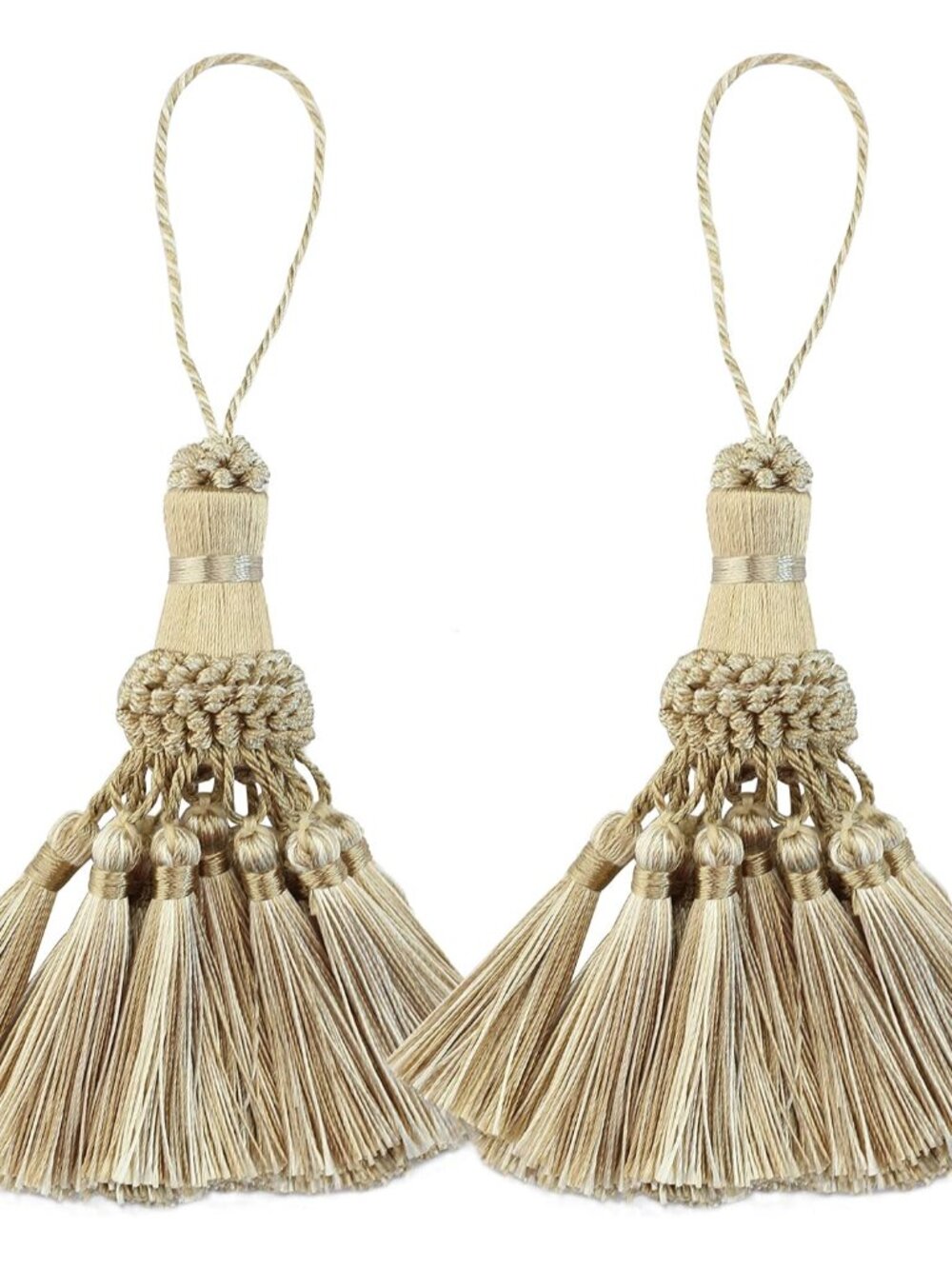 Key Tassel 2 Pack Beige Handmade Craft Tassels Charms